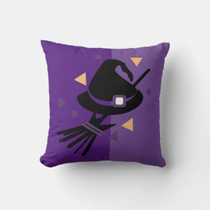 Coussin Sorcière d'Halloween Orange Violet Colorblock
