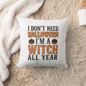 Coussin Sorcière drôle toute l'année Typographie Halloween (Couverture)