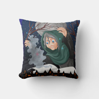 Coussin Sorcière effrayante & Maison hantée Halloween🌙