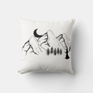 Coussin Sorcière Escalade une montagne à la nuit - Lune my