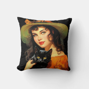 Coussin Sorcière glamour Art vintage Halloween