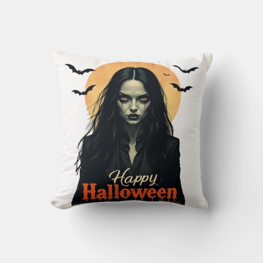 Coussin Sorcière gothique d'Halloween (Recto)