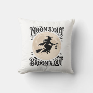 Coussin Sorcière Halloween Lunes Dehors Balais Dehors