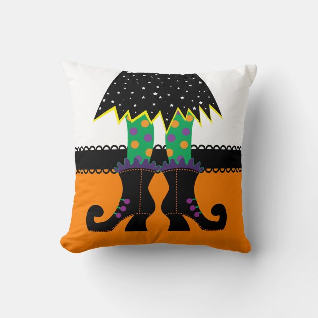 Coussin Sorcière rétro d'Halloween (Recto)