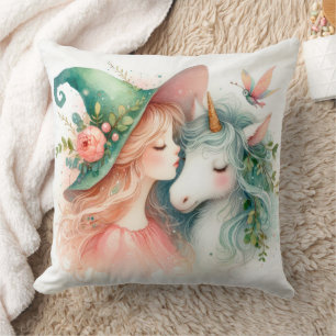 Coussin Sorcière Unicorne Imaginaire magique Art Boho Home