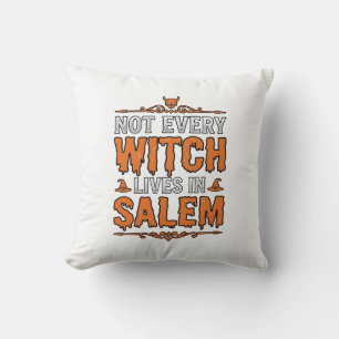 Coussin Sorcière Vintage Salem Halloween Typographie Desig