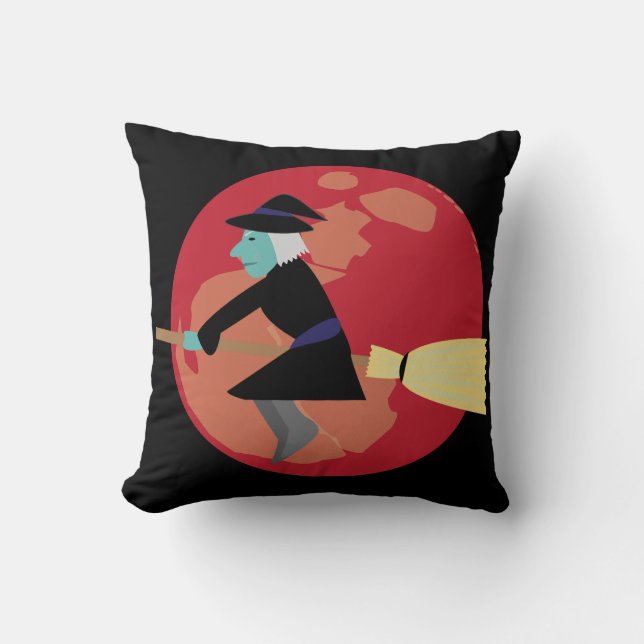 Coussin Sorcière volant la nuit (Recto)
