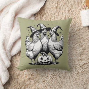 Coussin Sorcières de poulet drôle Halloween sorcière Vinta