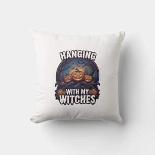 Coussin Sorcières suspendues Citrouilles Halloween Forêt e
