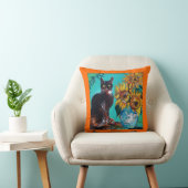 COUSSIN SOUCHES AVEC CHAT NOIR EN TURQUOISE BLEUE (Chaise)