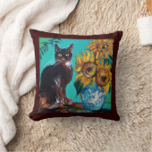 COUSSIN SOUCHES AVEC CHAT NOIR EN TURQUOISE BLEUE (Couverture)