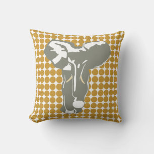 Coussin Soudan Brown Safari point avec Pop Art Elephant