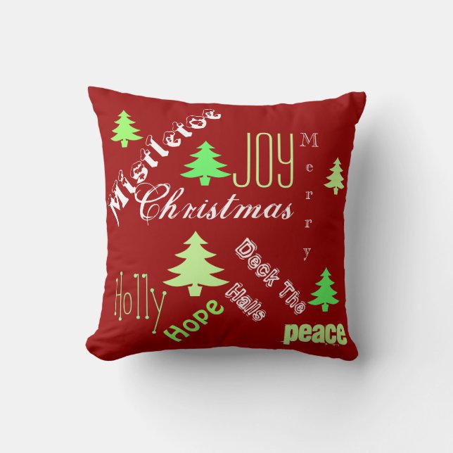 Coussin Souhaits d'arbre de vacances de Noël (Recto)