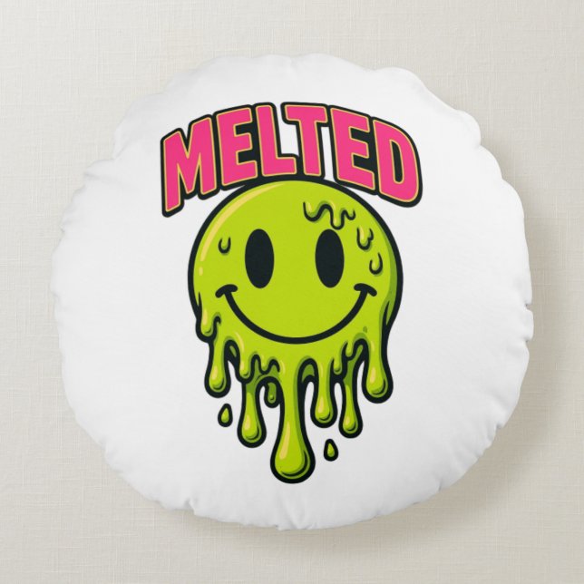 Coussin souriant en forme de petit cercle mignon (Devant)