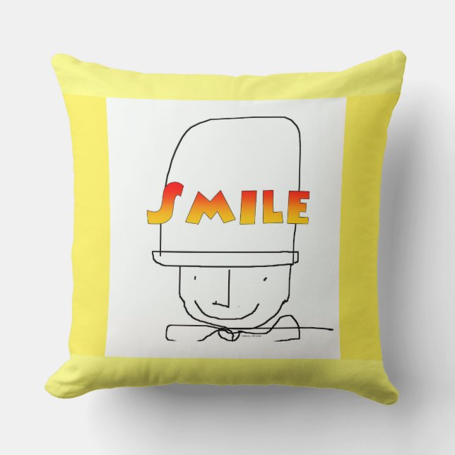 Coussin Souriez Sunny Jaune Heureux Upbeat (Recto)