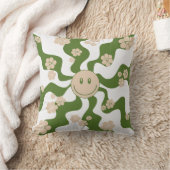 Coussin Sourire en blanc, sable & palme vert (Couverture)