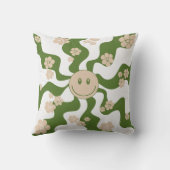 Coussin Sourire en blanc, sable & palme vert (Verso)