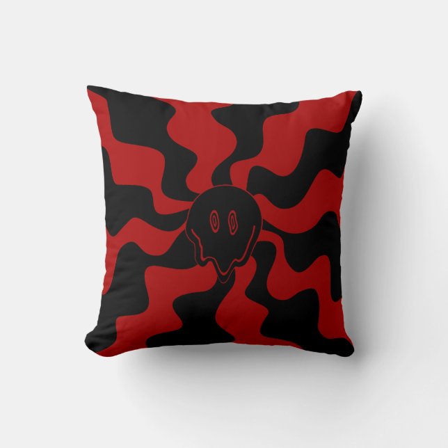 Coussin Sourire fondu rétro rouge et noir (Recto)