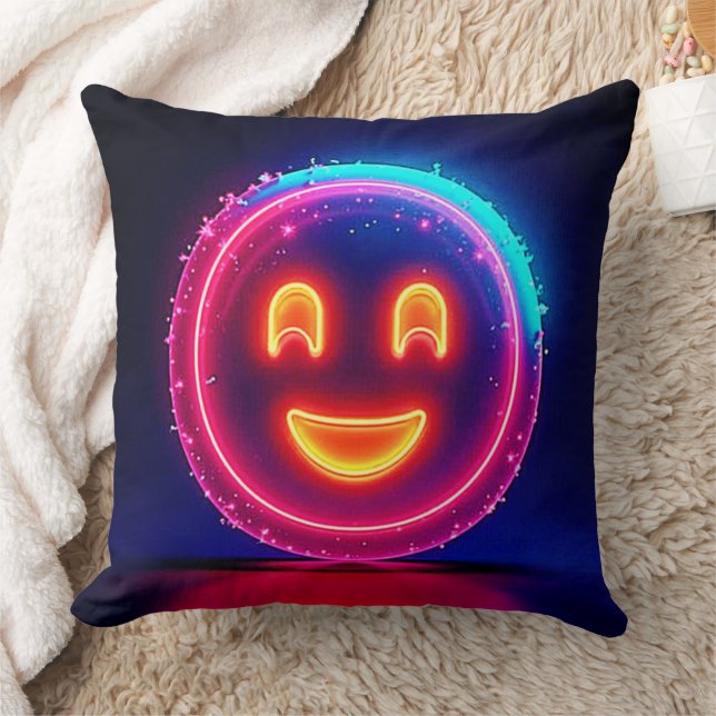 Coussin Sourire Néon : Conception de Lueur Heureuse Brilla (Couverture)