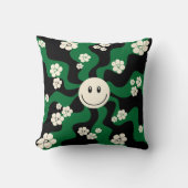 Coussin Sourire - Vert, Crème et Noir (Recto)