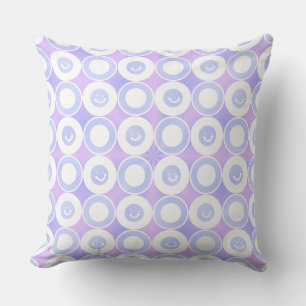 Coussin Sourires amicaux Aquamarine Purple Blueberry Blanc