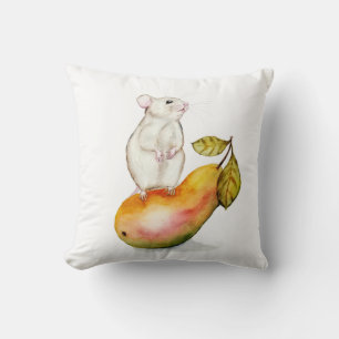 Coussin Souris charmante sur une poire