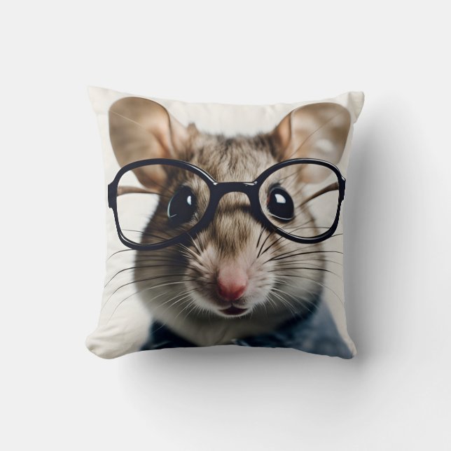 Coussin Souris de champ Portant des lunettes (Recto)