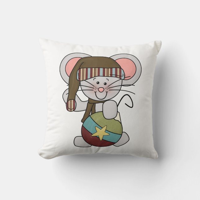 Coussin Souris de Noël avec l'ornement (Recto)