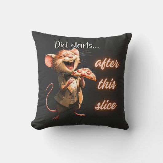 Coussin Souris de régime pizza drôle design (Recto)