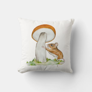Coussin Souris drôle avec champignon sauvage