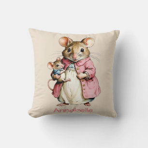 Coussin Souris et Souriceau à l'ancienne Personnalisable
