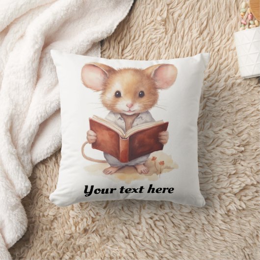 Coussin Souris livre de lecture whimsical mignon (Couverture)