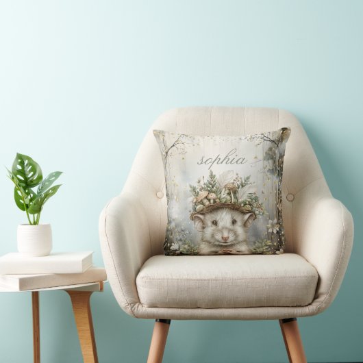 Coussin Souris Magique Forêt Enchantée Personnalisée (Chaise)