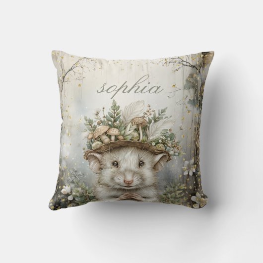 Coussin Souris Magique Forêt Enchantée Personnalisée (Verso)