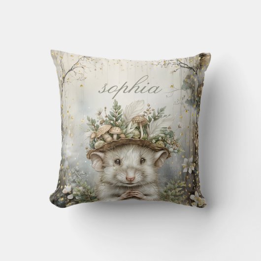 Coussin Souris Magique Forêt Enchantée Personnalisée (Recto)