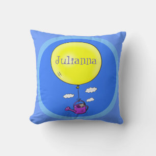 Coussin Souris mignonne dans un arrosoir avec ballon dessi