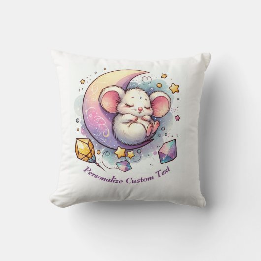 Coussin Souris mignonne personnalisée dormant sur une demi (Recto)