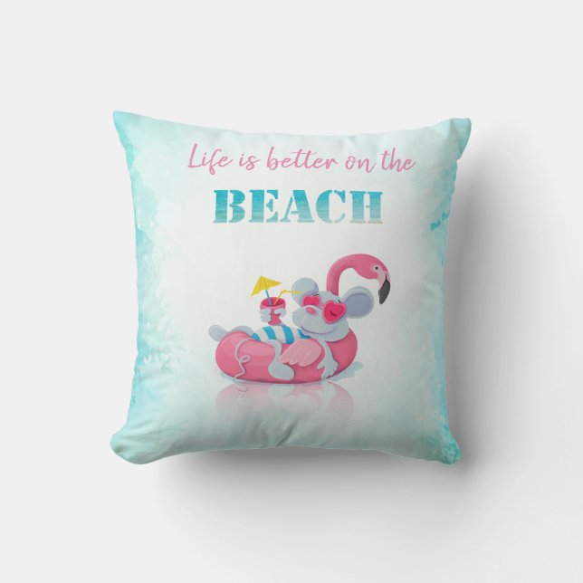 Coussin Souris mignonne  Plage élégante (Recto)
