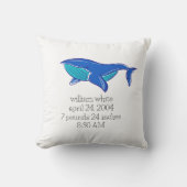 Coussin Sous la baleine marine Statistiques de naissance p (Recto)