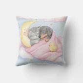 Coussin Sous La Couverture Rose, Chaton, Chiot, Chick (Verso)