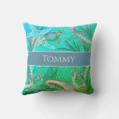 Coussin Sous la mer Tortue personnalisée (Verso)
