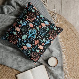 Coussin Sous l'aquarelle de la mer Motif foncé