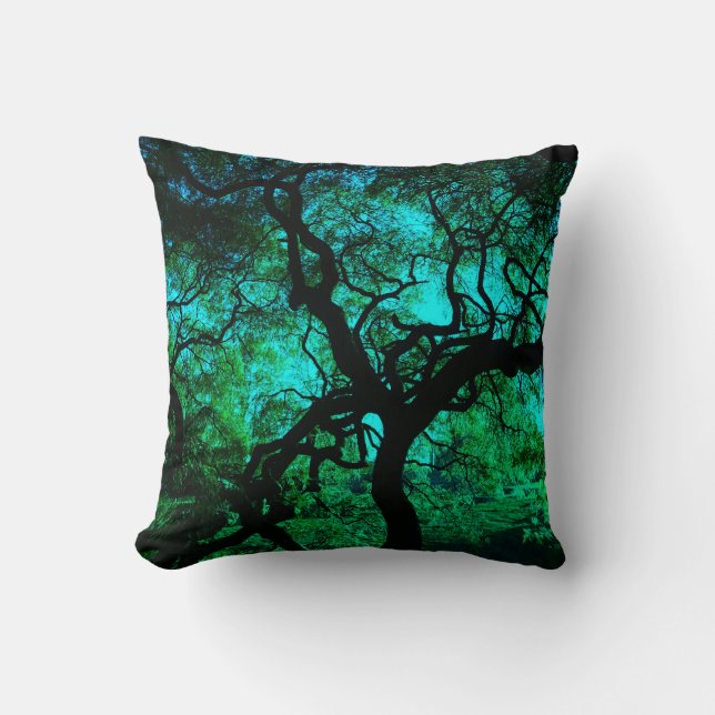Coussin Sous l'arbre en turquoise (Recto)