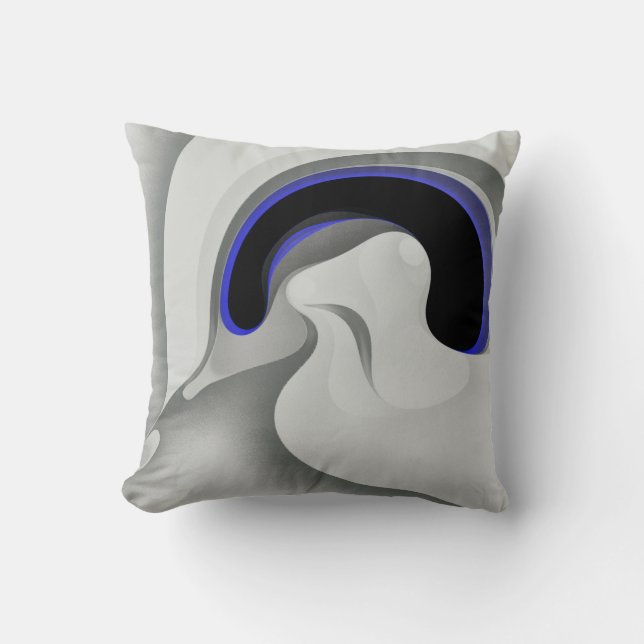 Coussin Sous le bleu : gris Abstrait, noir et bleu (Recto)