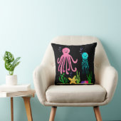 Coussin Sous les vagues Créatures de la mer Noir Cushion (Chaise)