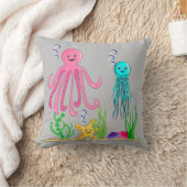 Coussin Sous les vagues de la mer Créatures Grey Cushion (Couverture)