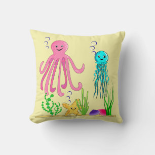 Coussin Sous les vagues Sea Creatures Lemon Cushion