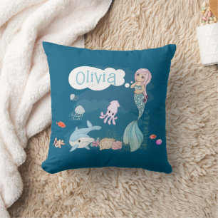 Coussin Sous l'océan Douce Sirène Personnalisée