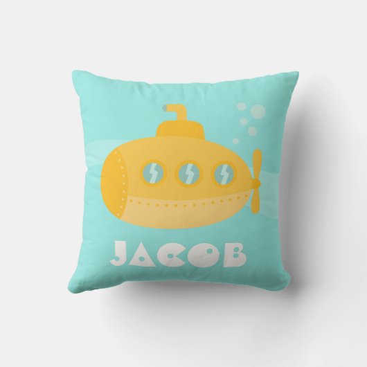 Coussin Sous-marin jaune mignon, sous-marin, pour des (Verso)