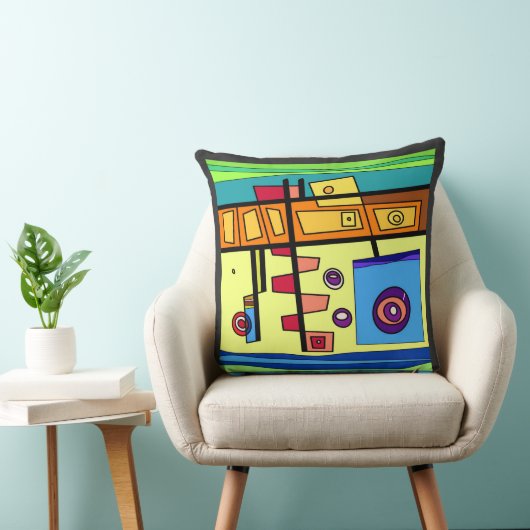 Coussin Sous-marin Vie orange jaune bleu vert (Chaise)